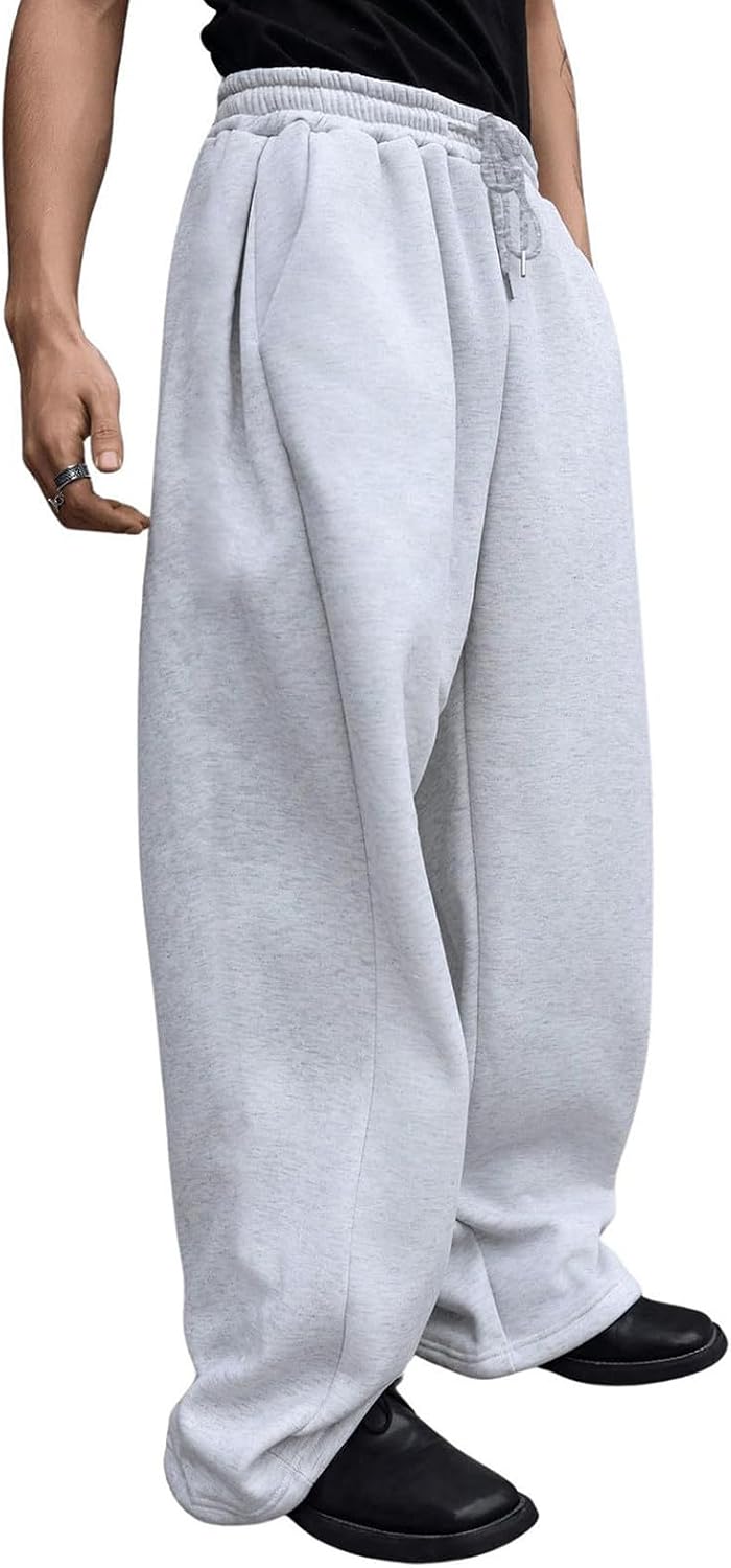 Baggy Sweatpants Mens Joggers Bottoms Open Hem Wide Leg Lounge Pants