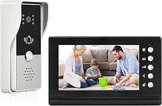 Video Doorbell Intercom System, 7" Monitor Video Door Phone Kits, Wired Video Door Entry System, IR Night Vision Door Camera, Unlock, Dual-Way Intercom Outdoor Indoor for Home Villa (Black)