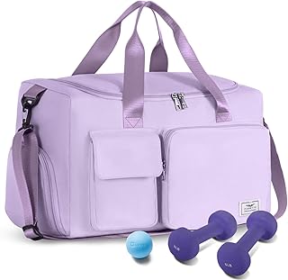 FIORETTO Women's Water-Resistant Gym Duffle Bag with Shoes Compartment, 37L Capacity, Multi-Functional, Ideal for Travel, Gym, Sports, Duffel, Weekender