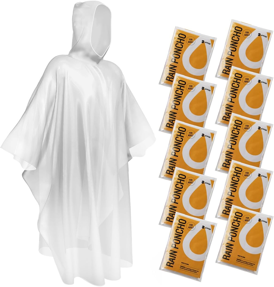 SaphiRose Disposable Rain Ponchos Emergency Clear Poncho