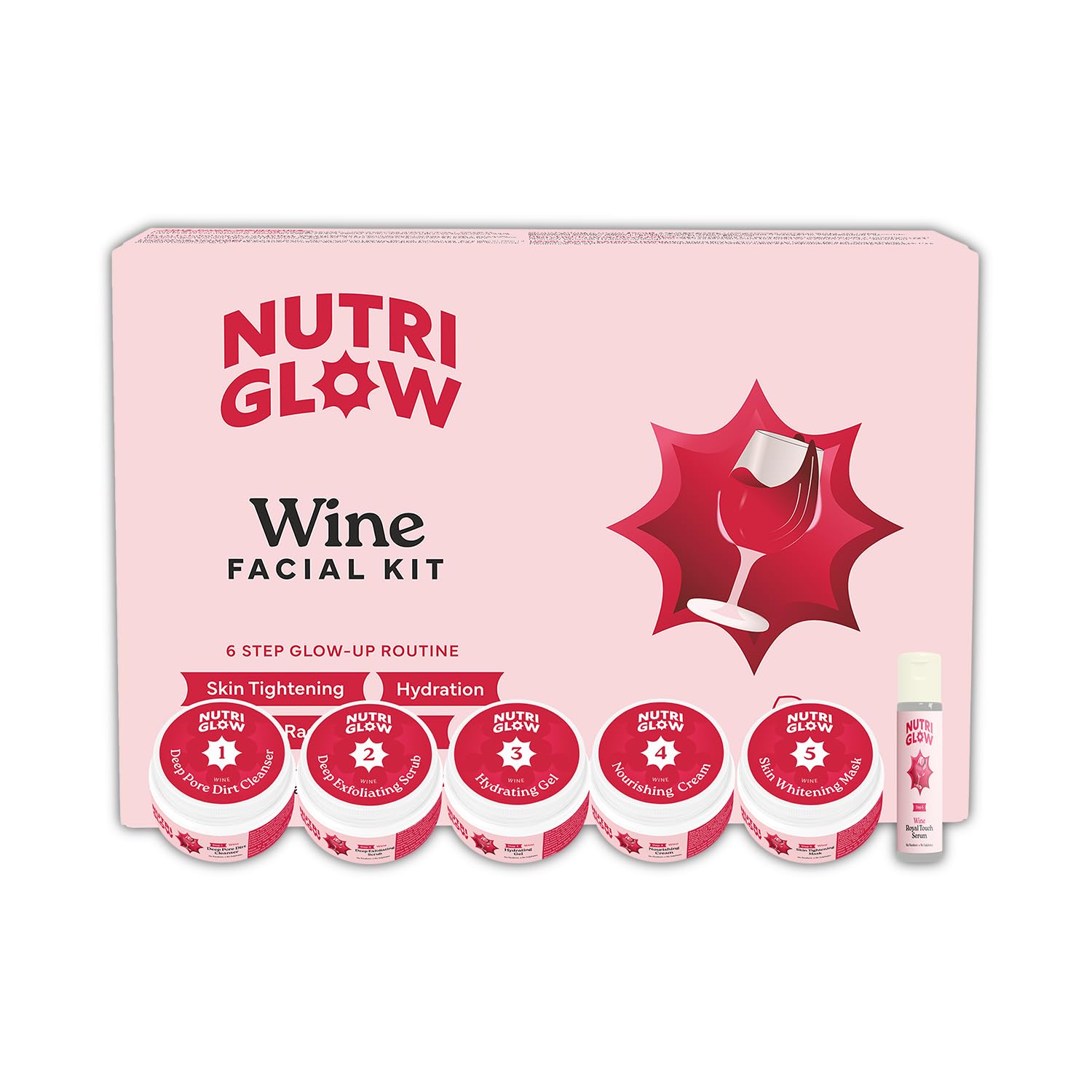 Nutriglow Wine Facial Kit For Radiant Glow, All Skin Types- 250g+10ml