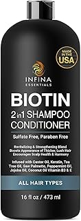 Biotin 2 in 1 Shampoo and Conditioner Men & Women - Hair Thickening Shampoo w/Saw Palmetto, Keratin, Caffeine & Vitamin E - 16 Fluid Ounces