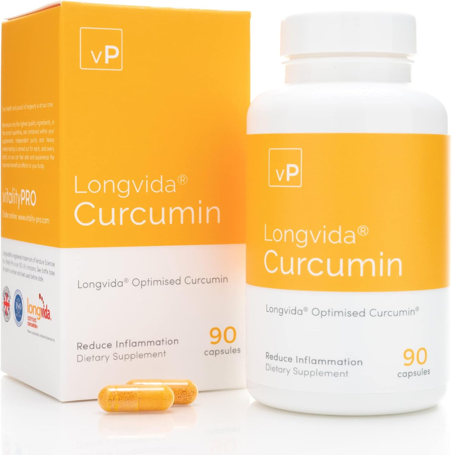 vP Vitality Pro Longvida Curcumin 400mg x 90 Capsules - Authorised UK Supplier - 285x Increased Bioavailability - Natural Curcumin Supplement Vitality Pro