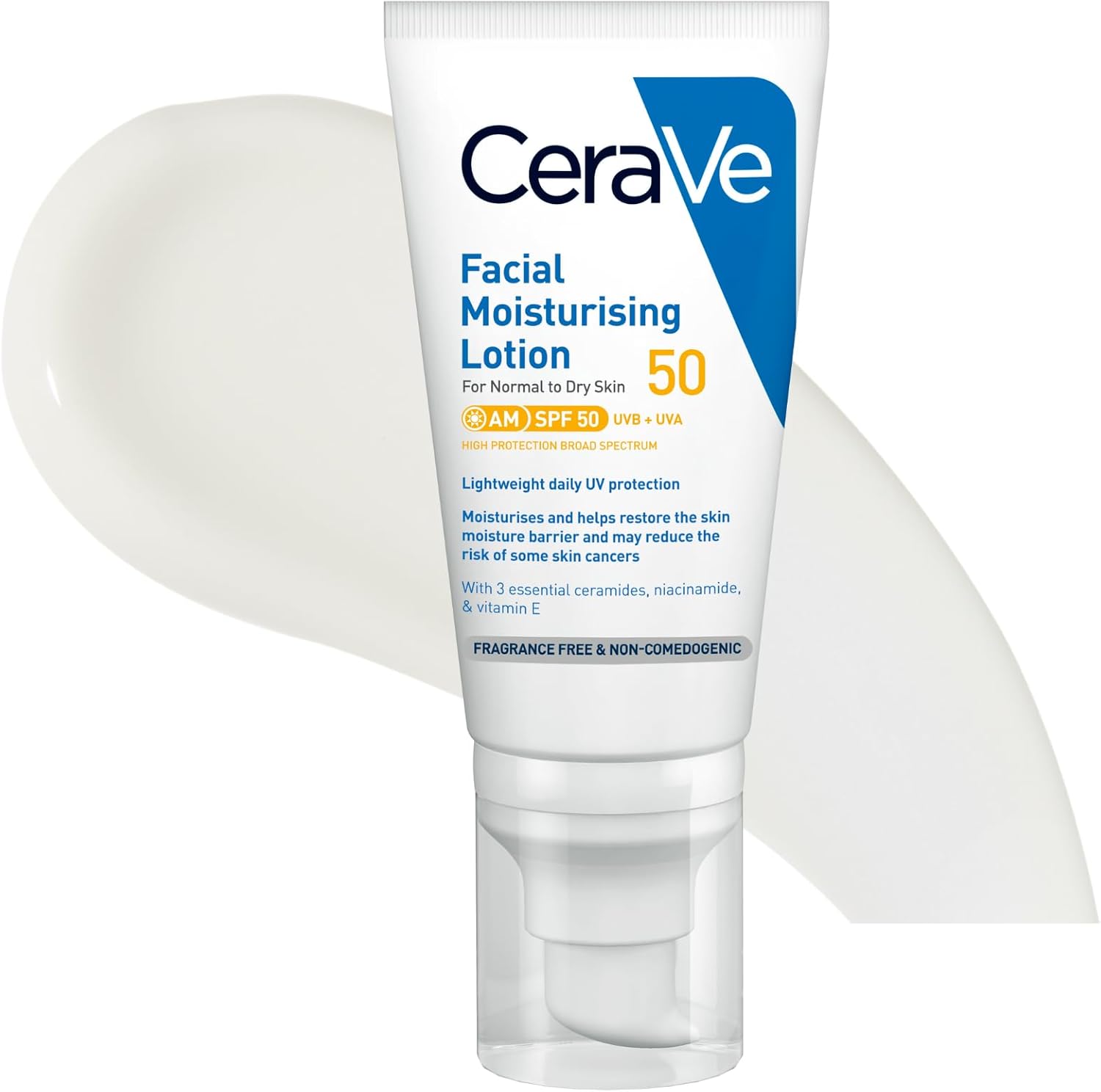 CeraVe AM Facial Moisturising Lotion Normal To Dry Skin 52ml With UV Protection And 3 Essential Ceramides