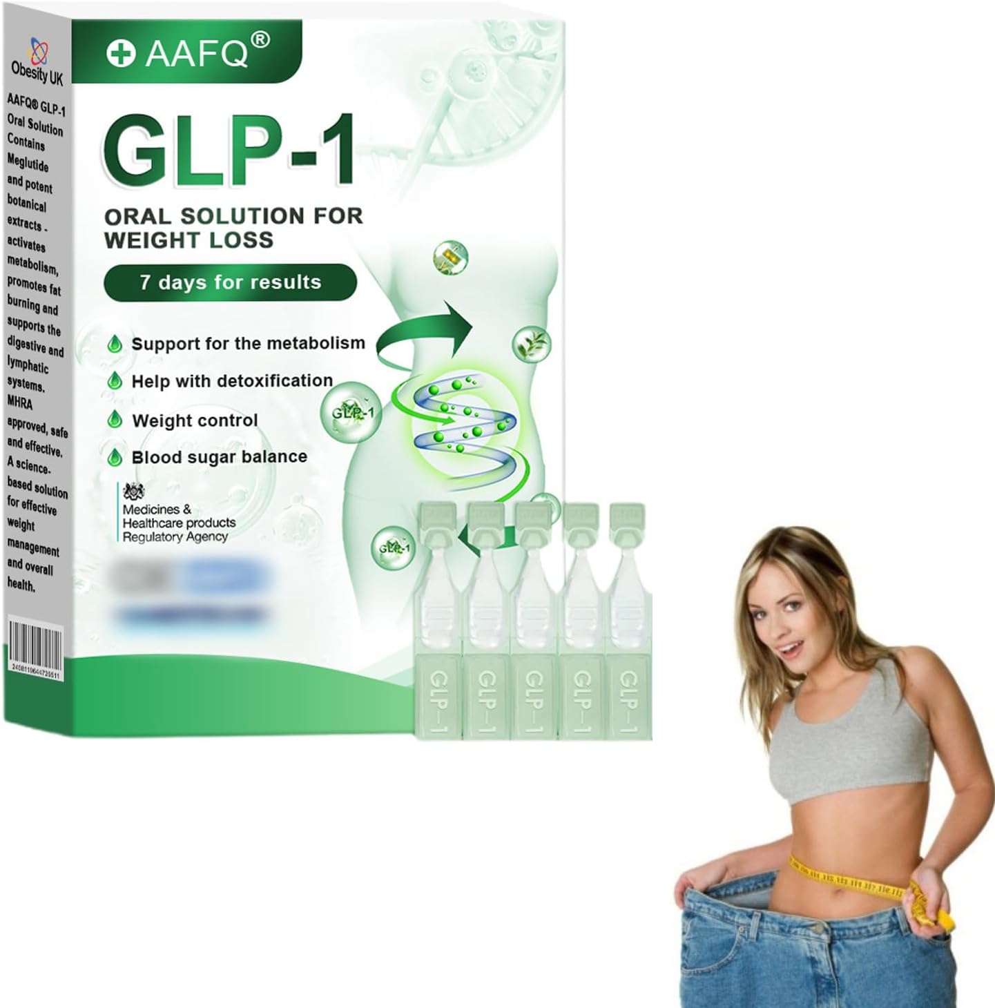 AAFQ GLP-1 Oral Solution, Advanced GLP-1 Drops, AAFQ GLP-1 Oral Liquid, GLP-1 Peptide Complex Serum, Natural Plant Extract, for Men & Women (1 Box)