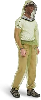 HENNCHEE Mosquito Suits for Adult, Mesh Net Bug Hooded Jacket Pant, Outdoor Full Body Protection Mosquito Proof Clothing