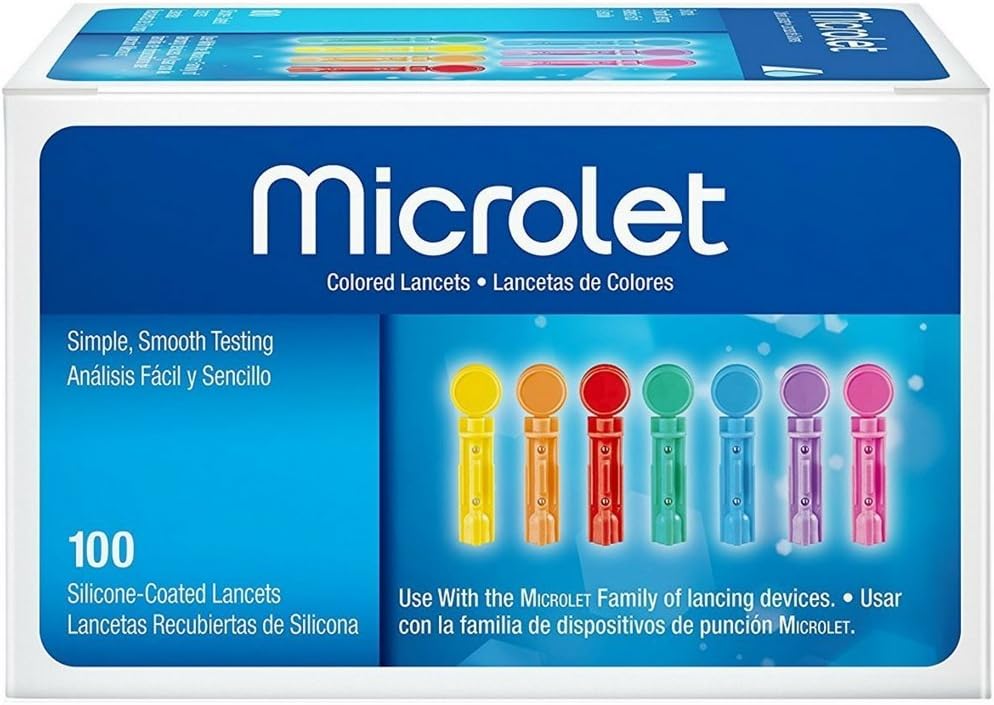 Bayer Microlet Colored Lancets 100 Count,Pack of 3