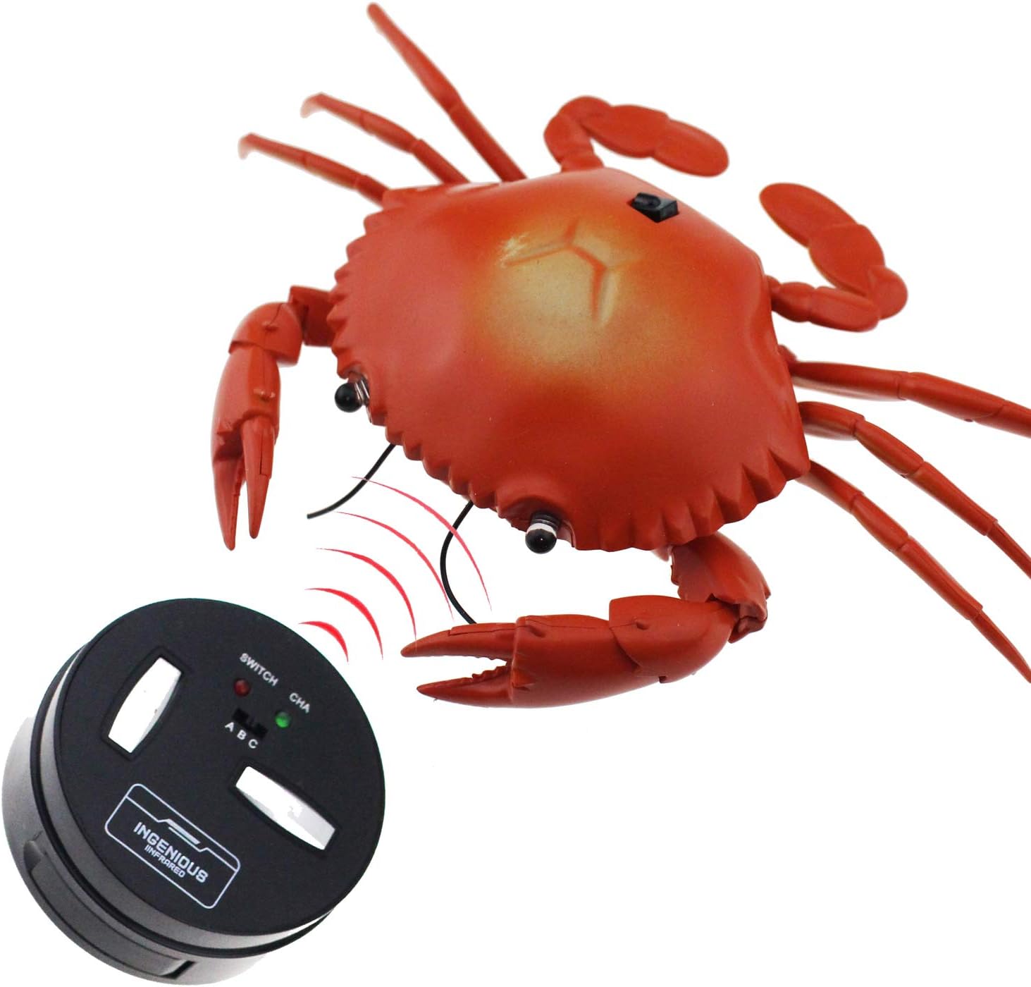 Tipmant RC Crab Animal Toy Remote Control Car Vehicle Electronic Fake Insect for Kids Birthday Gift Christmas Halloween (Red)