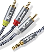 3.5mm to 3 RCA Audio Video Cable, 6.6FT/2M 3.5mm to 3-Male RCA Adapter Stereo AUX Cord AV Cable for MP3, Camcorders, Tablet, Speaker, Home Theater, DVD Player & More (Grey)