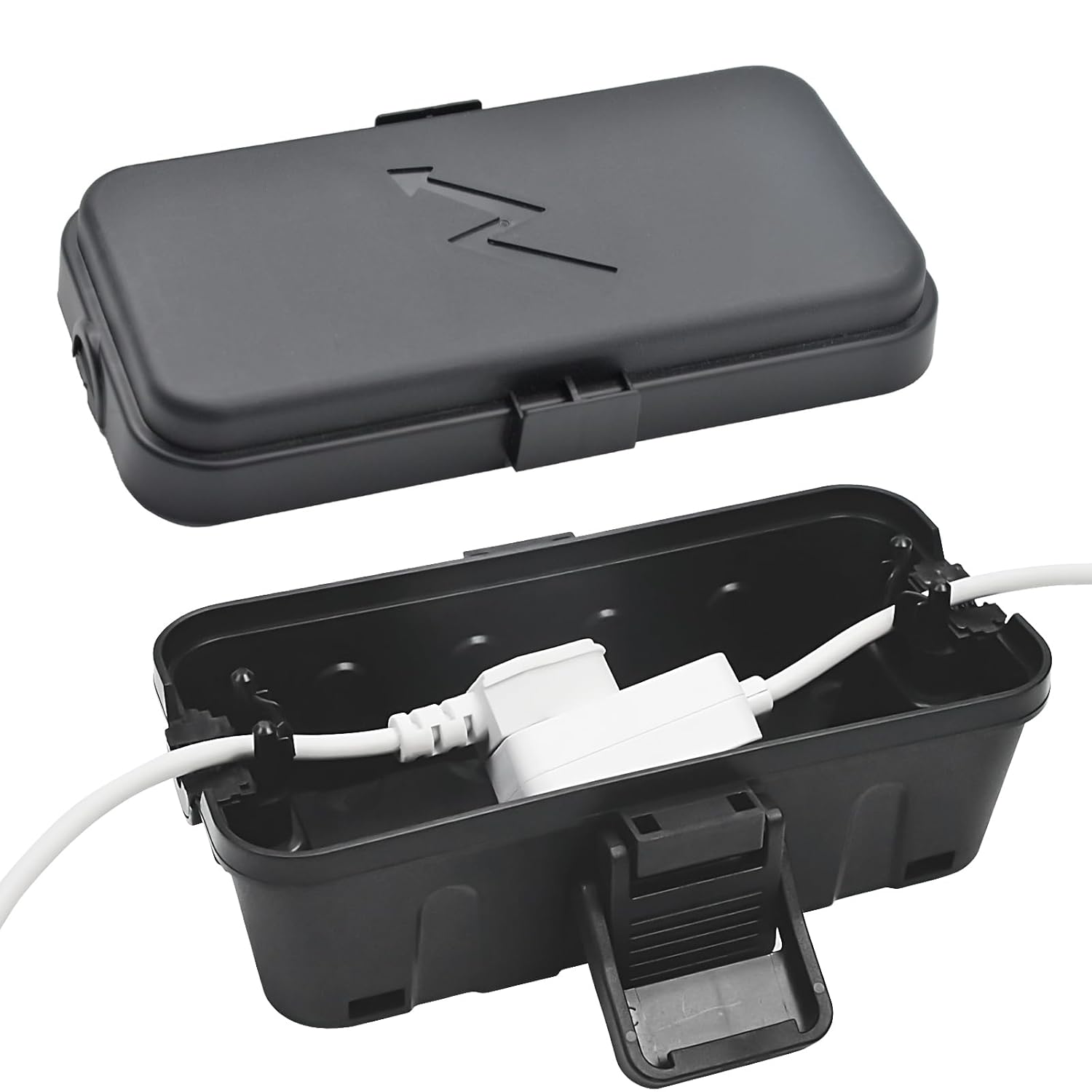 Hrensaw Small Weatherproof Electrical Connection Box(Inner 5.5 x 3 x 2.2inch),Outdoor Electrical Box,Waterproof Extension Cord Covers for Plug, Extension Cables, Holiday Lights,Black