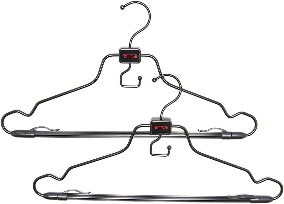 TUMI - 2-Piece Hangers Set - Travel Clothes Hanger for Suit, Coat & Trousers - Space Saving Garment Bag Hangers w/ Hooks - Black