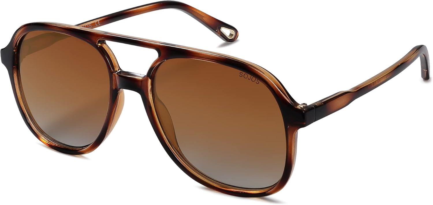 SOJOS Retro Polarized Aviator Sunglasses Womens Mens Classic 70s Vintage Trendy Square Aviators SJ2174