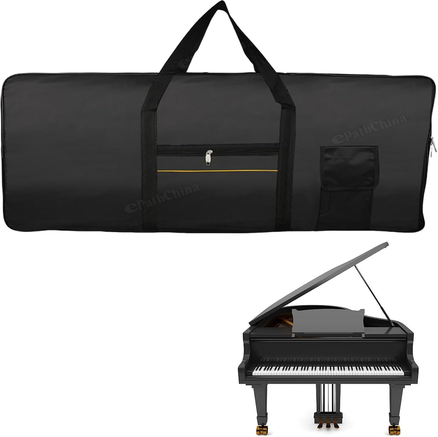 Piano Keyboard Bag, 61 Keys Portable Padded Keyboard Case, Electric Piano Keyboard Gig Bag, Waterproof Padded Piano Case with Handle, Keyboard Gig Bag for Music Sheet Stand, Sustain Pedals, Cables