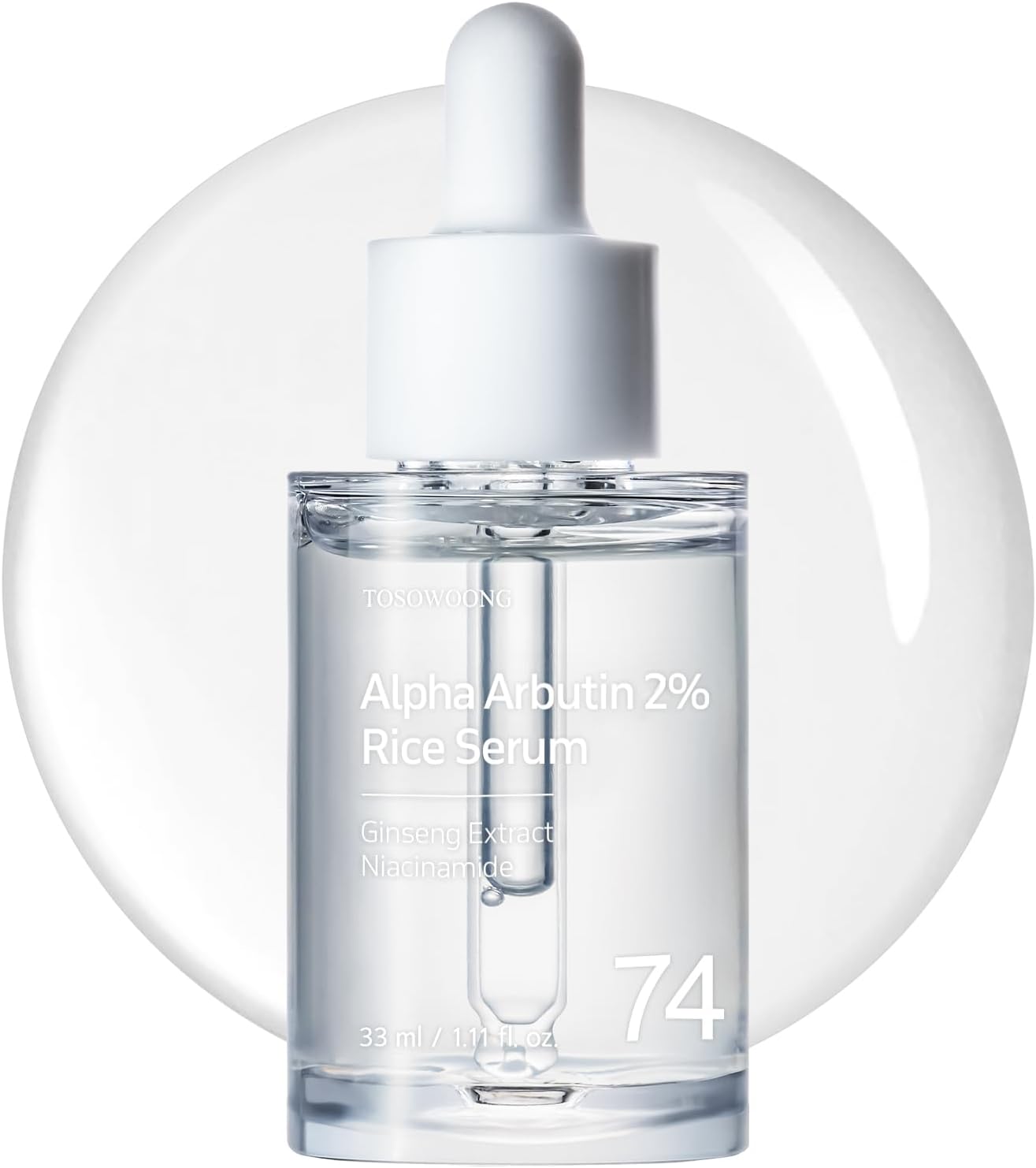 TOSOWOONG Alpha Arbutin 2% Rice Serum, Rice 746,074ppm, Alpha-Arbutin 20,000ppm, Glow, Glass skin, Pigmentation, Acne Marks, Dark Spots, Even Skin Tone, Hydrating, Korean Skin Care, 33ml / 1.11 fl.oz.