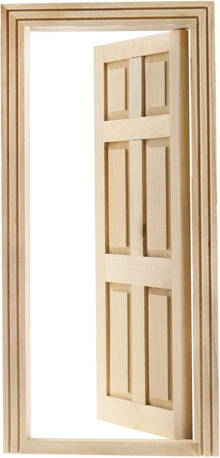 The Lord of the Tools Dollhouse Miniature Wooden Door 1:12 Scale Mini Simulation Interior Door Pretend Play Toy Model for Dollhouse Furniture Decoration Accessories