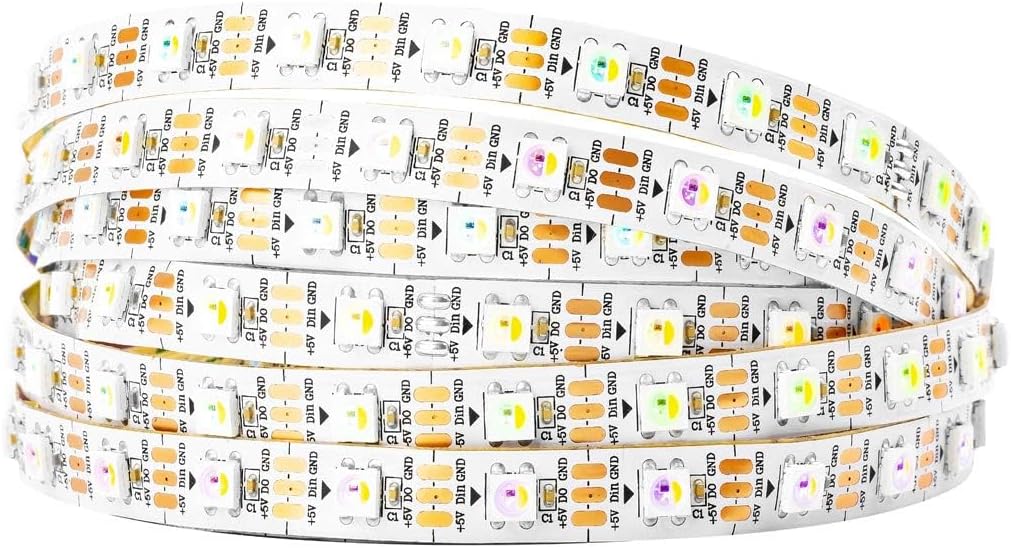 BTF-LIGHTING RGBW RGB+Natural White SK6812 (Similar WS2812B) 16.4ft 5m 60LEDs/Pixels/m Individually Addressable Flexible 4 Colors in 1 LED Dream Color LED Strip White PCB IP30 Non-Waterproof DC5V