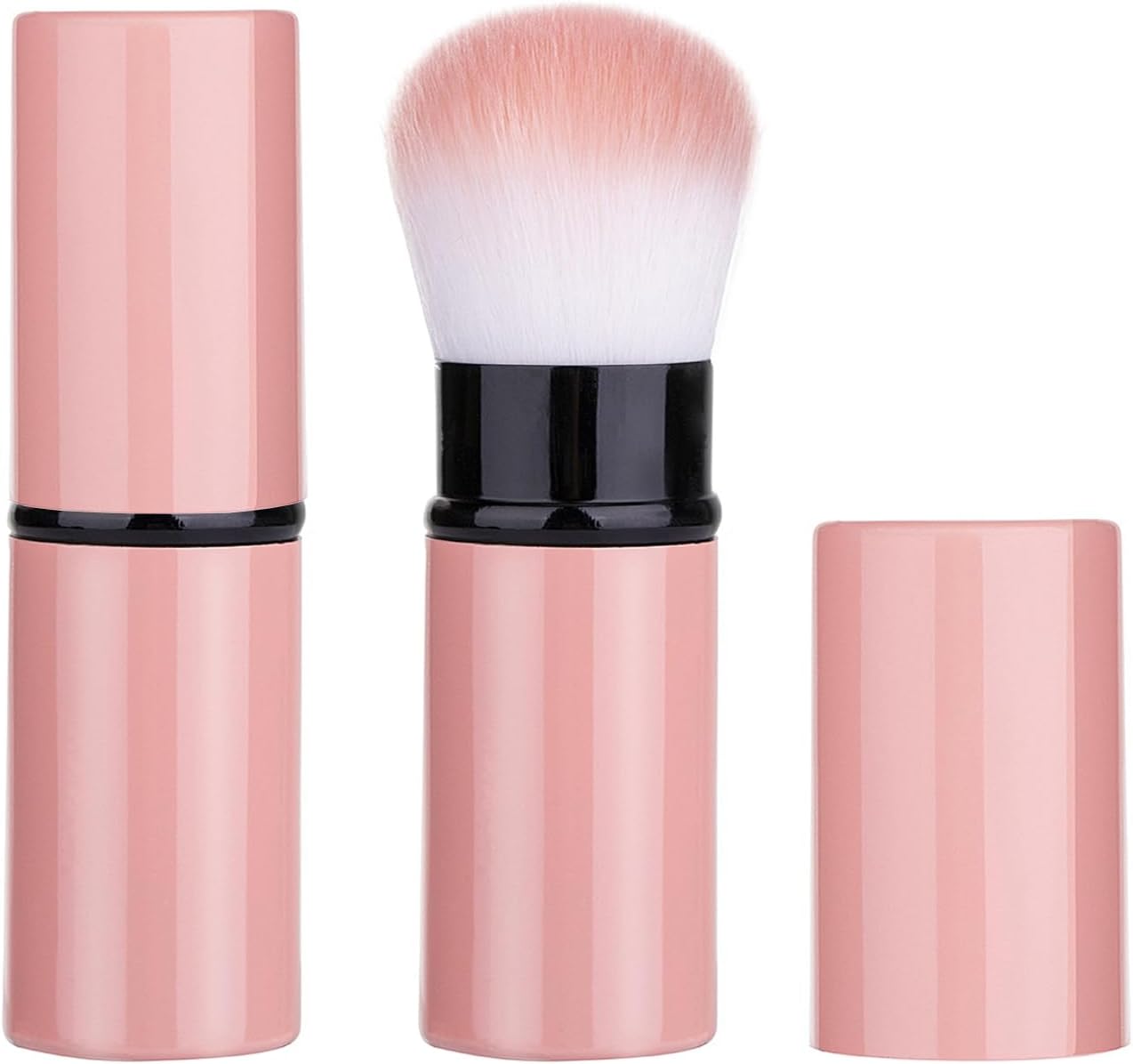 Xinpinzhou Pink Retractable Makeup Brush, Retractable Blush Blusher Face Powder Kabuki Foundation Brush for Cheeks