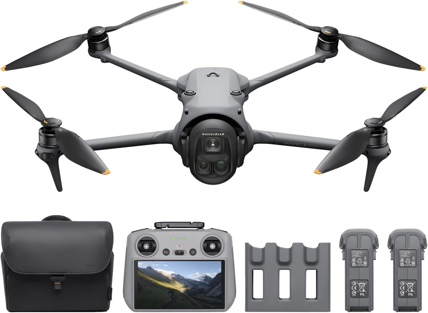 DJI Mavic 4 Pro Fly More Combo with DJI RC 2, Flagship Tri-Camera Drone with 100MP 4/3 CMOS Hasselblad Camera, 30km Video Transmission, 51-Min Max Flight Time, Charging Hub, and More