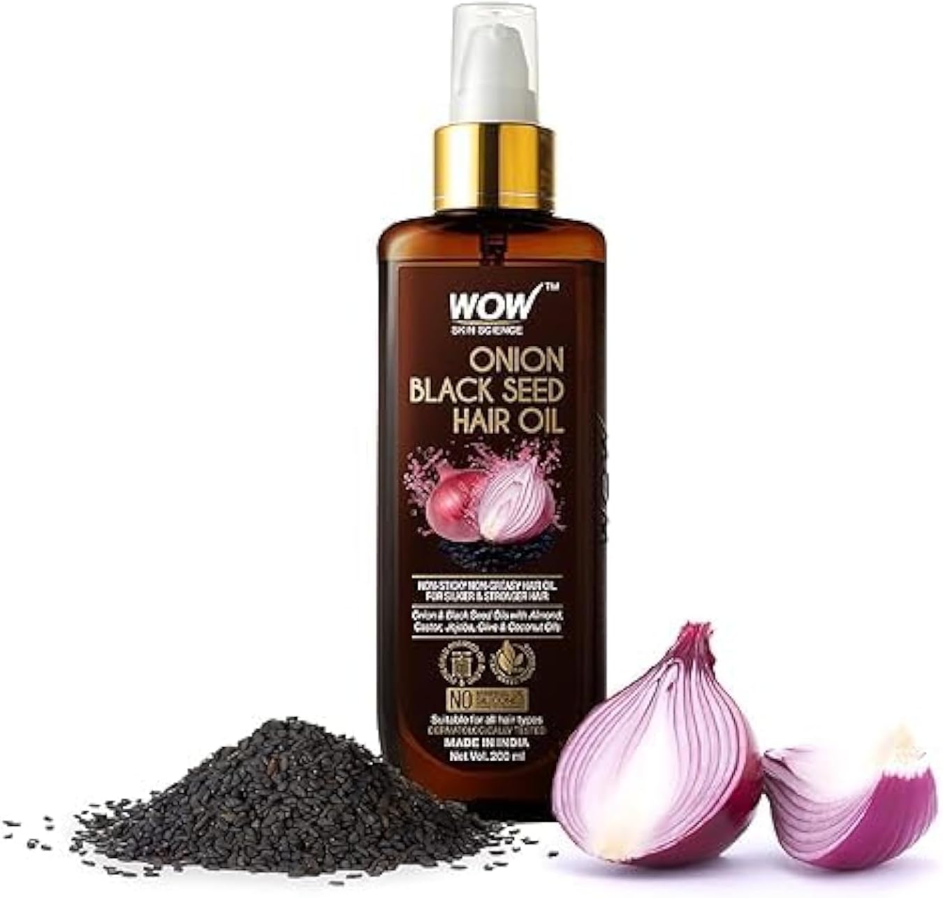 WOW Onion Hair Oil for Hair Growth and Hair Fall Control - With Black Seed Oil Extracts - 200 ml