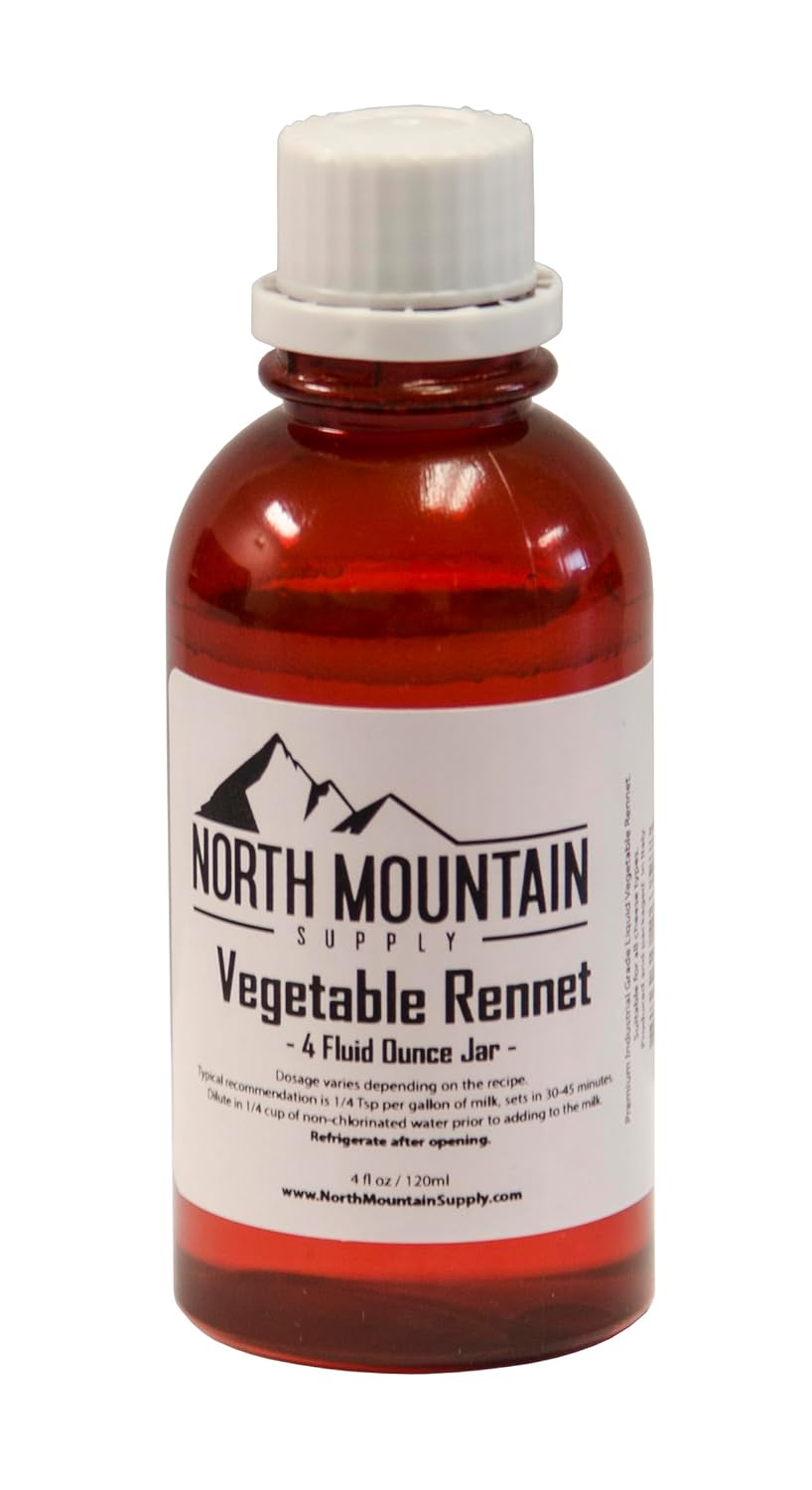 North Mountain Supply Premium Professional Quality Liquid Vegetable Rennet - 100% Vegetarian Rennet for Cheese Making - 4 Fluid Ounces