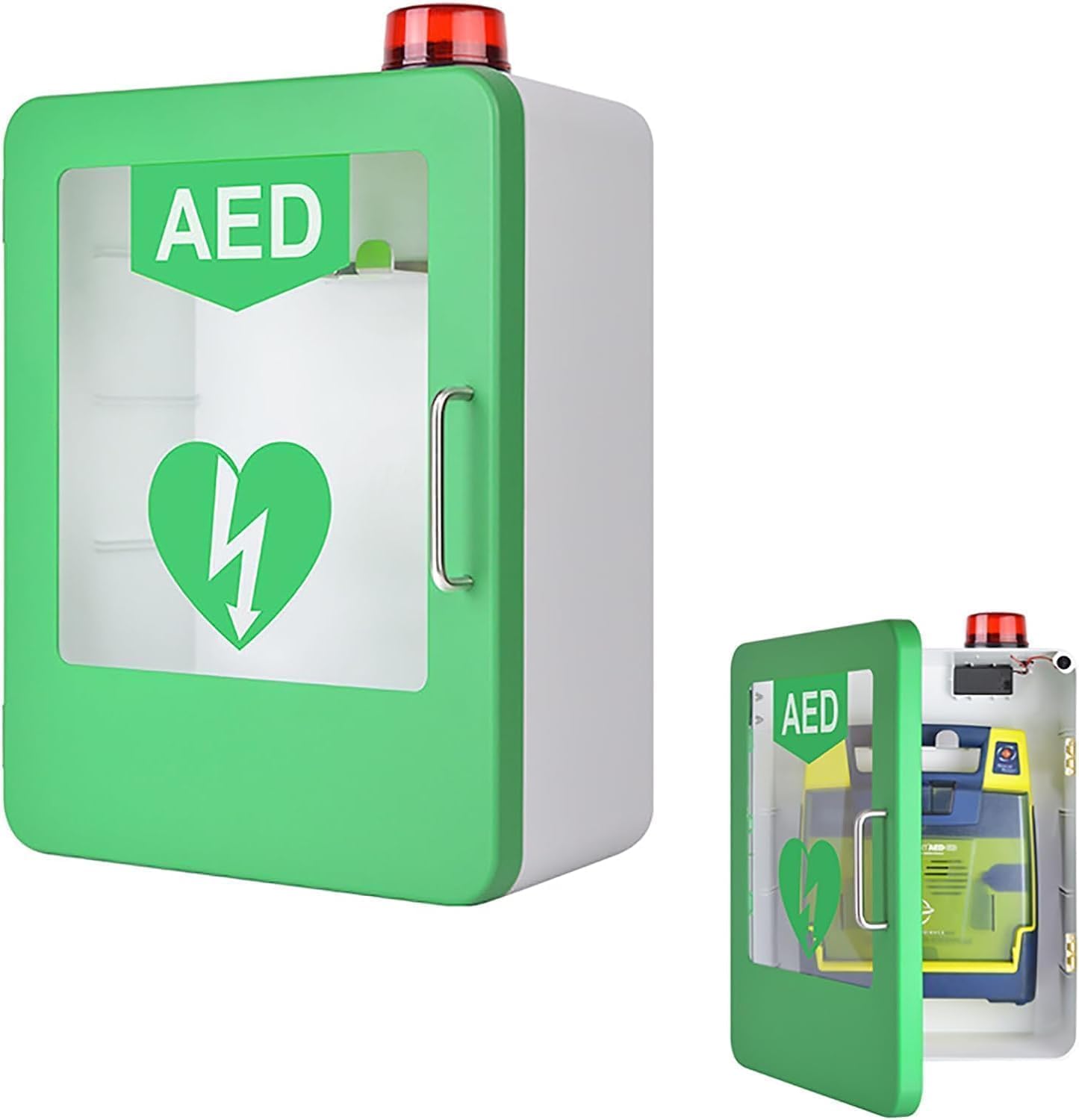 AED Defibrillator Cabinet, Defibrillator Storage Box with Light and Alarm, Wall-Mounted Cardiac Defibrillation Alarm Box, First Aid Case, AED Models for Office, Nursing, Home, Bus