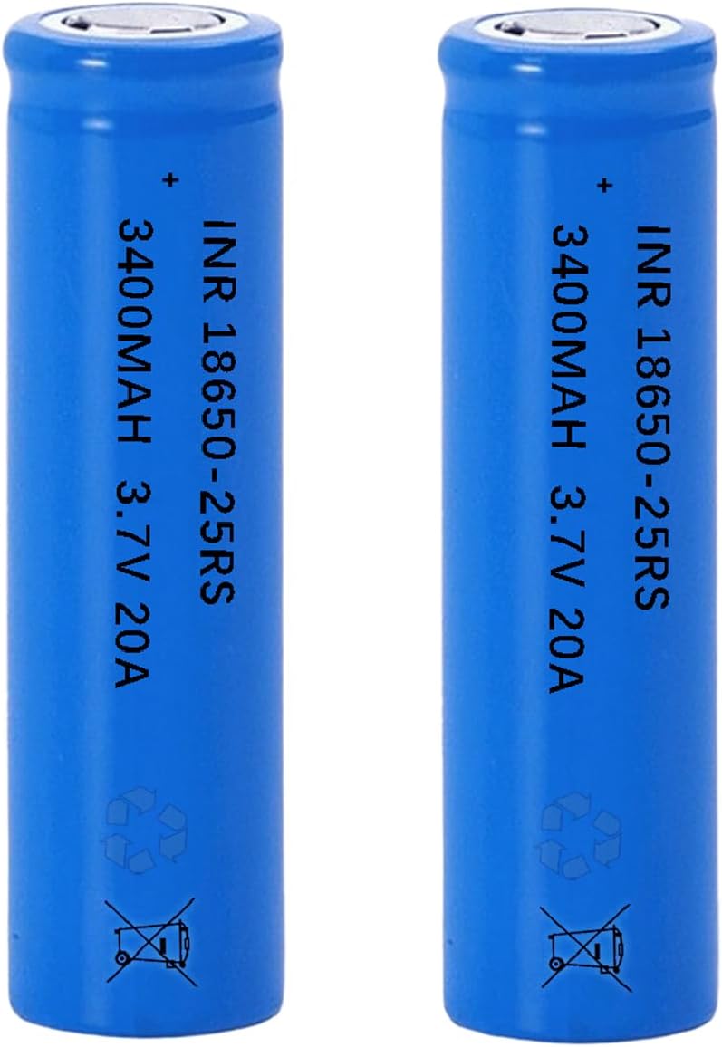 2 Pack 3.7 Volt 18650 Rechargeable Battery 3400mAh 18650 Flat Top Battery 18650 Li-ion Battery for Flashlight, Headlamp