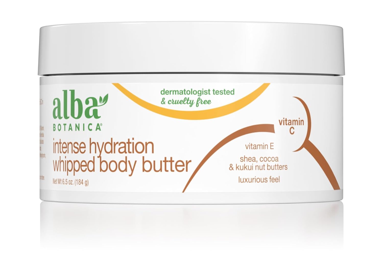 Alba Botanica Intense Hydration Whipped Body Butter, with Shea, Cocoa, and Kukui Nut Butters, 6.5 Oz (Packaging May Vary)