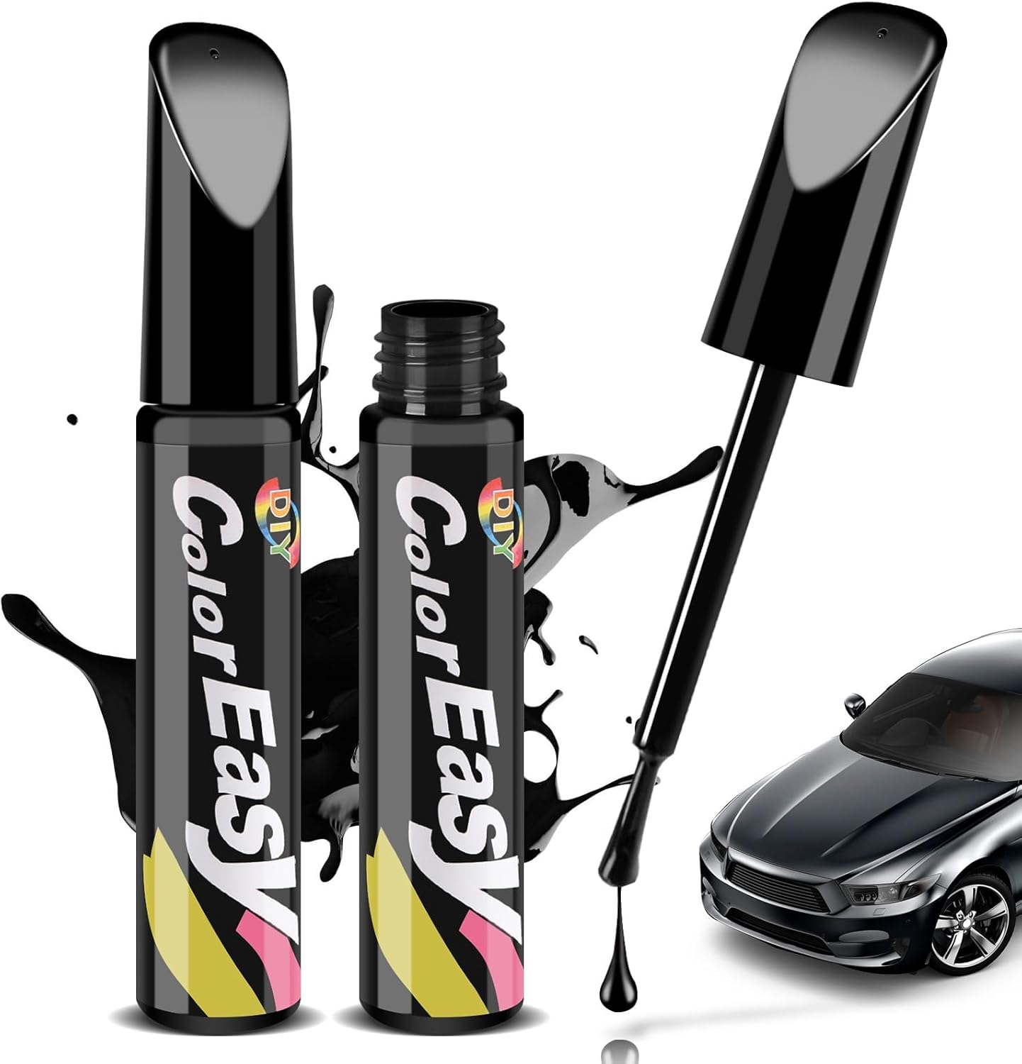 2 pcs Car Touch Up Paint Pen Black, Car Scratch Repair Pen 12ml, Touch up Paint for Vehicles for Scratch Repair and Scratch Remover