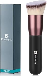 KINGMAS Angled Top Foundation Brush, Premium Kabuki Makeup Brush for Liquid, Blending, Cream, Powder,Blush Buffing Stippling Face Makeup Tools Black