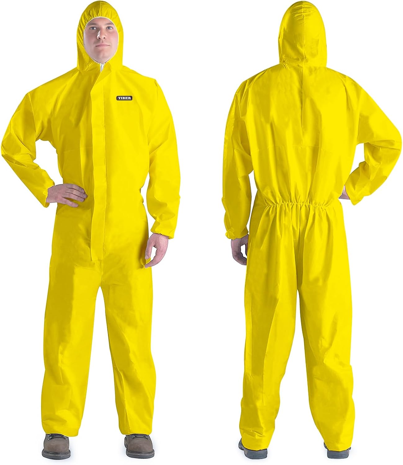 Hazmat Suit Disposable Coverall | Heavy Duty Full Body Paint Coverall & Suit in 7 Sizes - 2X-Large, Yellow, 1