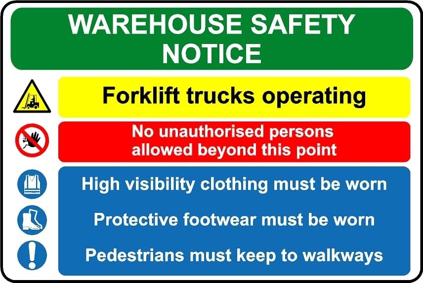 KPCM Display Ltd Warehouse Forklift Truck Safety Sign - Self Adhesive Vinyl Sticker (300mm x 200mm) - Informative Style