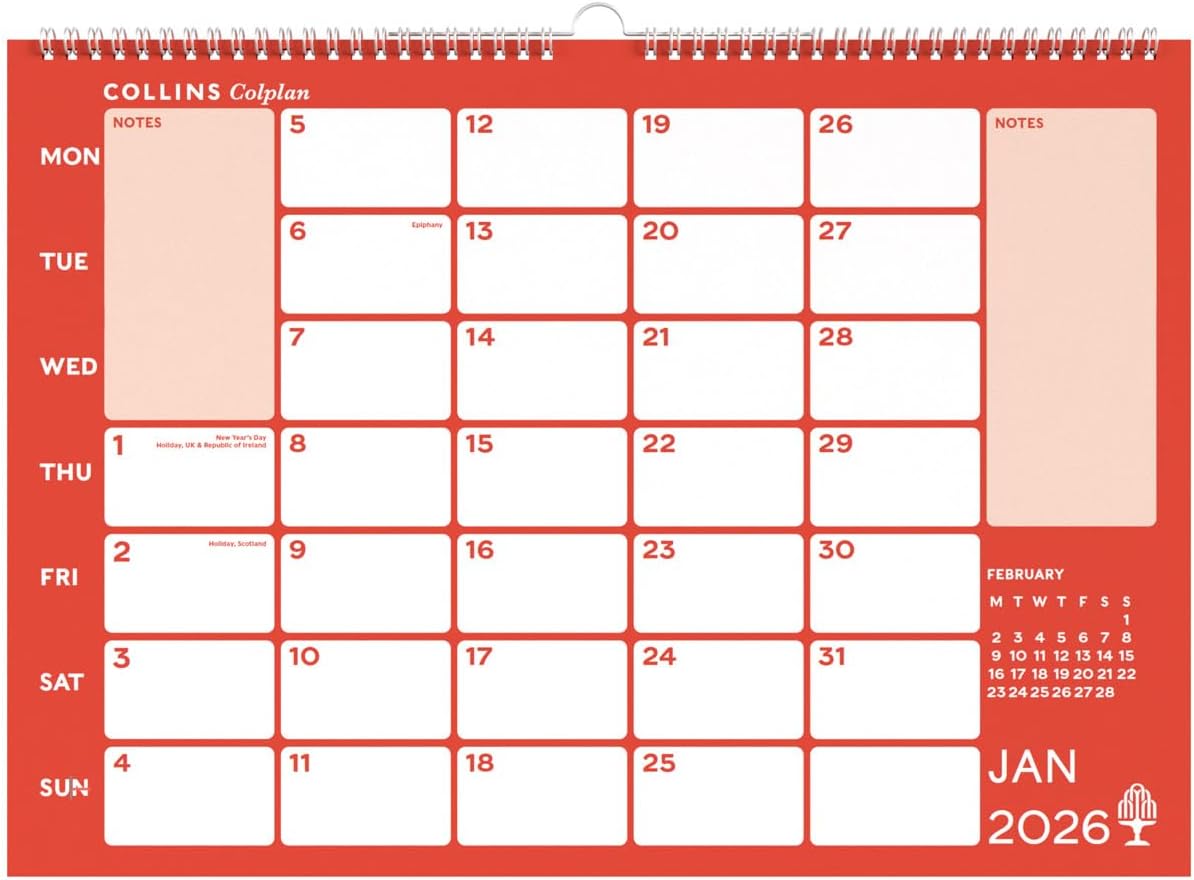 Collins - Colplan - A3 Monthly Wall Diary Calendar 2026 (CMC-26)