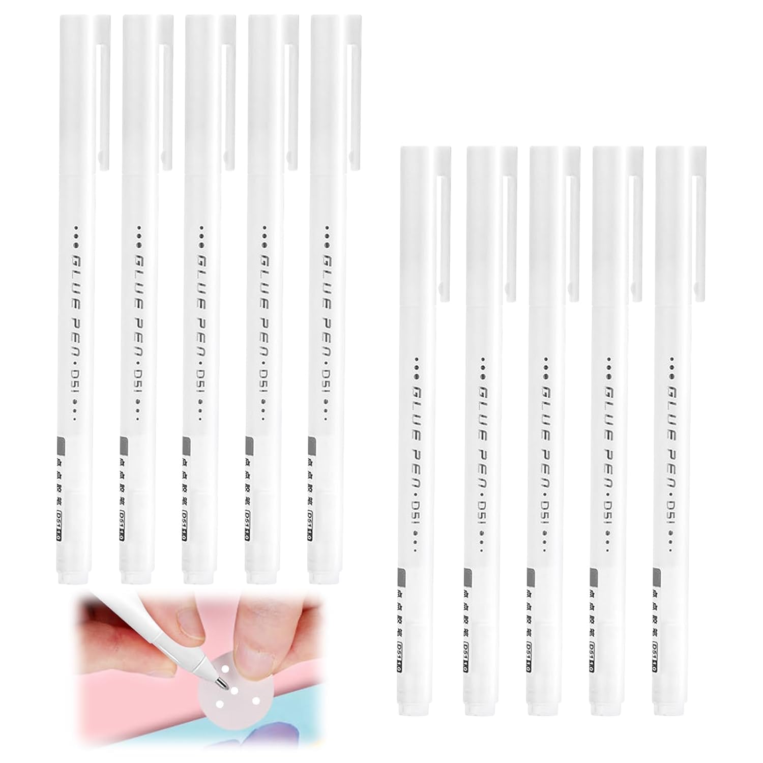 10 Pack Glue Pens, Quick-Drying Liquid Adhesive, Precision Craft Glue for Card Making, Kids Crafting, Fabric, Papercrafts, Scrapbooking, School Office Supplies, White, Safe & Non-Toxic