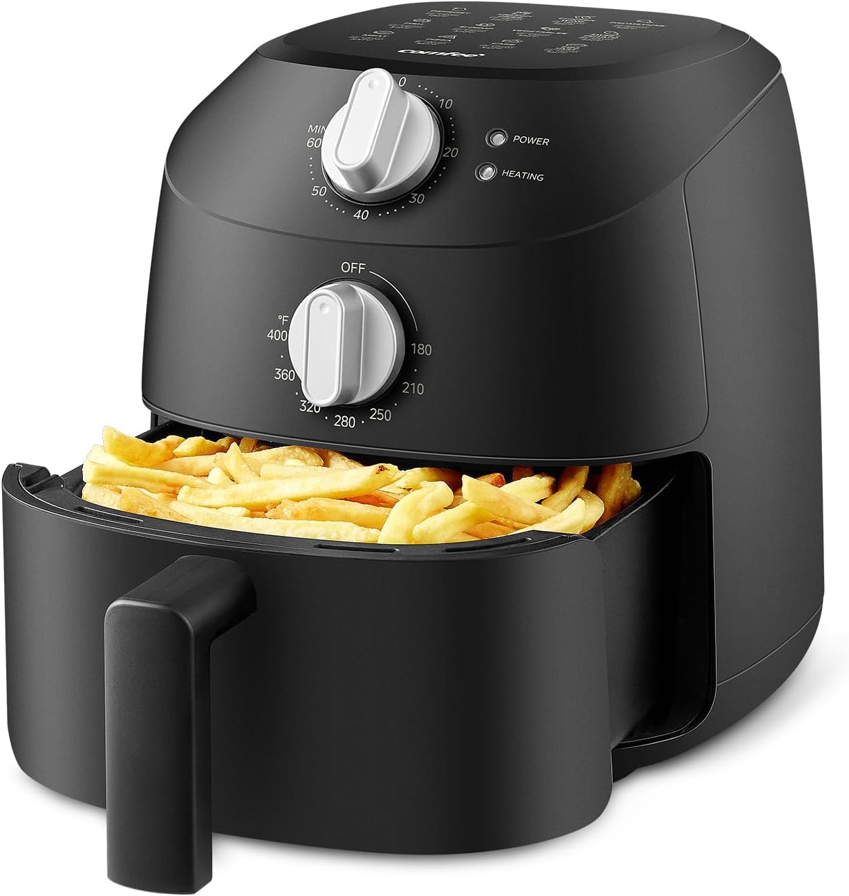 Midea Small Air Fryer 2L, 1150W, 80-200°C, 12 Recipe, BPA-Free, Black