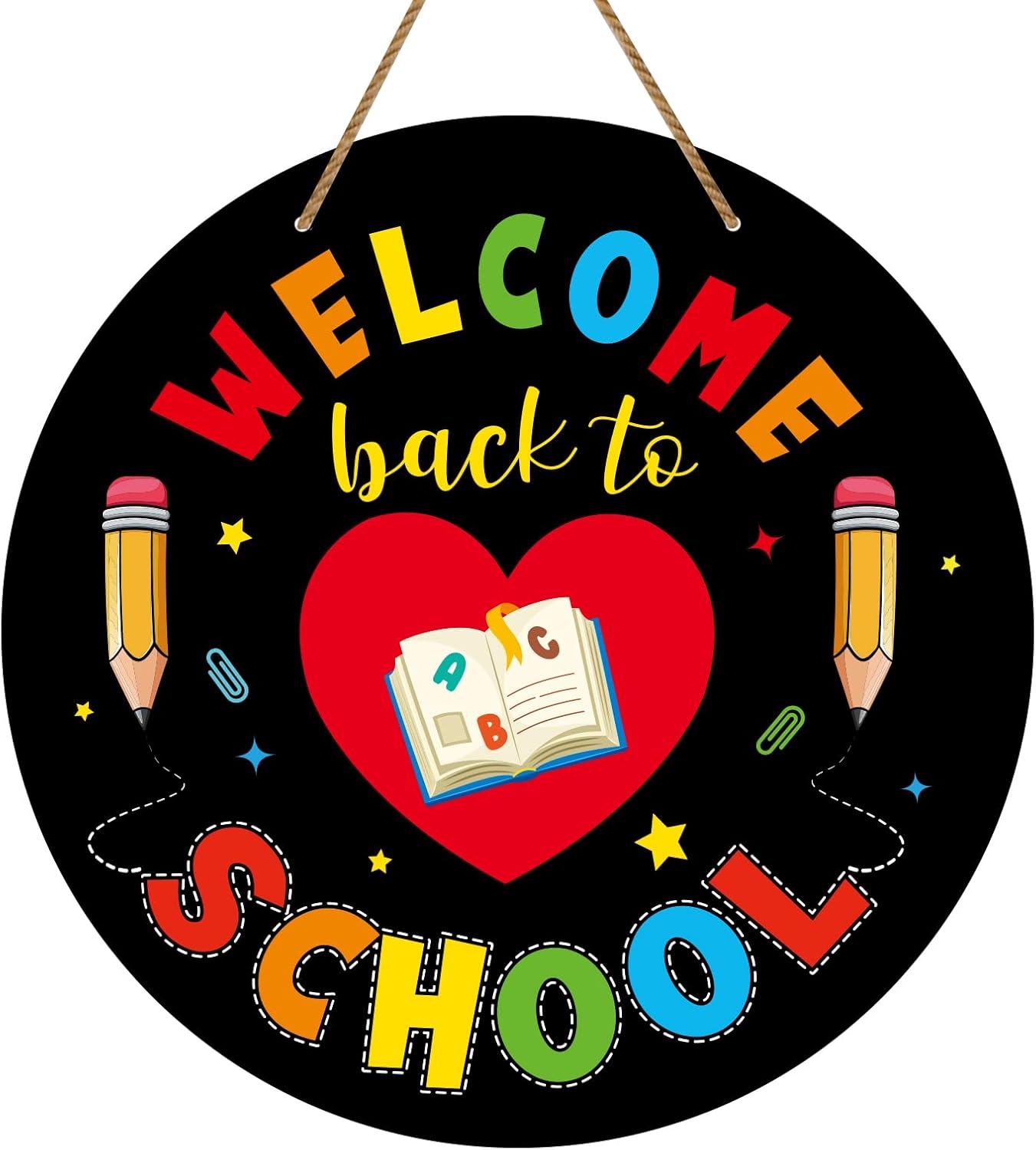 WaaHome Welcome Sign for Classroom Door Decorations 11.3" Welcome Back to School Teacher Door Sign Hanger for Classroom Decor Preschool Elementary Teacher Supplies Essentials Must Haves