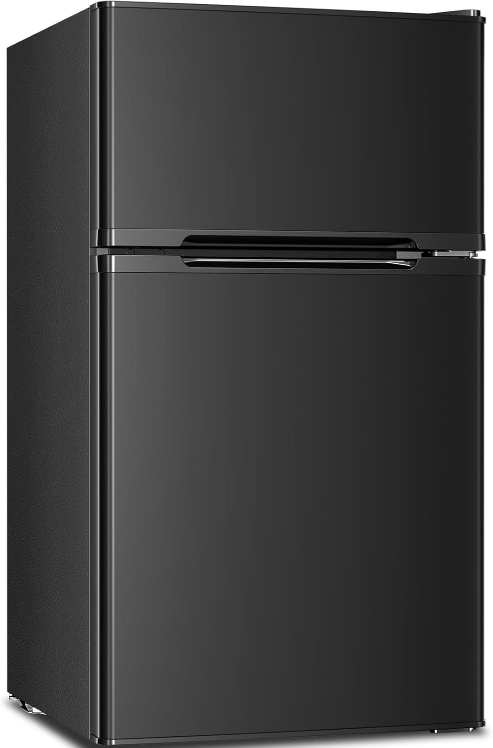 Antarctic Star Mini Compact Refrigerator, 3.2 Cu.Ft. Separate Freezer Double 2-Door Adjustable Removable Shelves for Apartment/Dorm/Office,BLACK