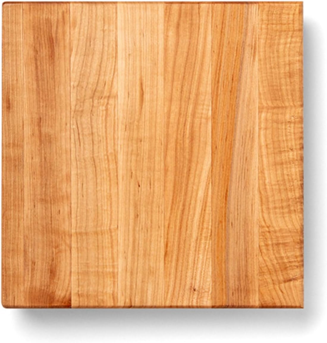 John Boos B Series Square Wooden Maple Cutting Board 12”x12” – 1.5” Thick, 6-lb Non-Reversible Butcher Block with Wood Bun Feet & Edge-Grain – Made in the USA