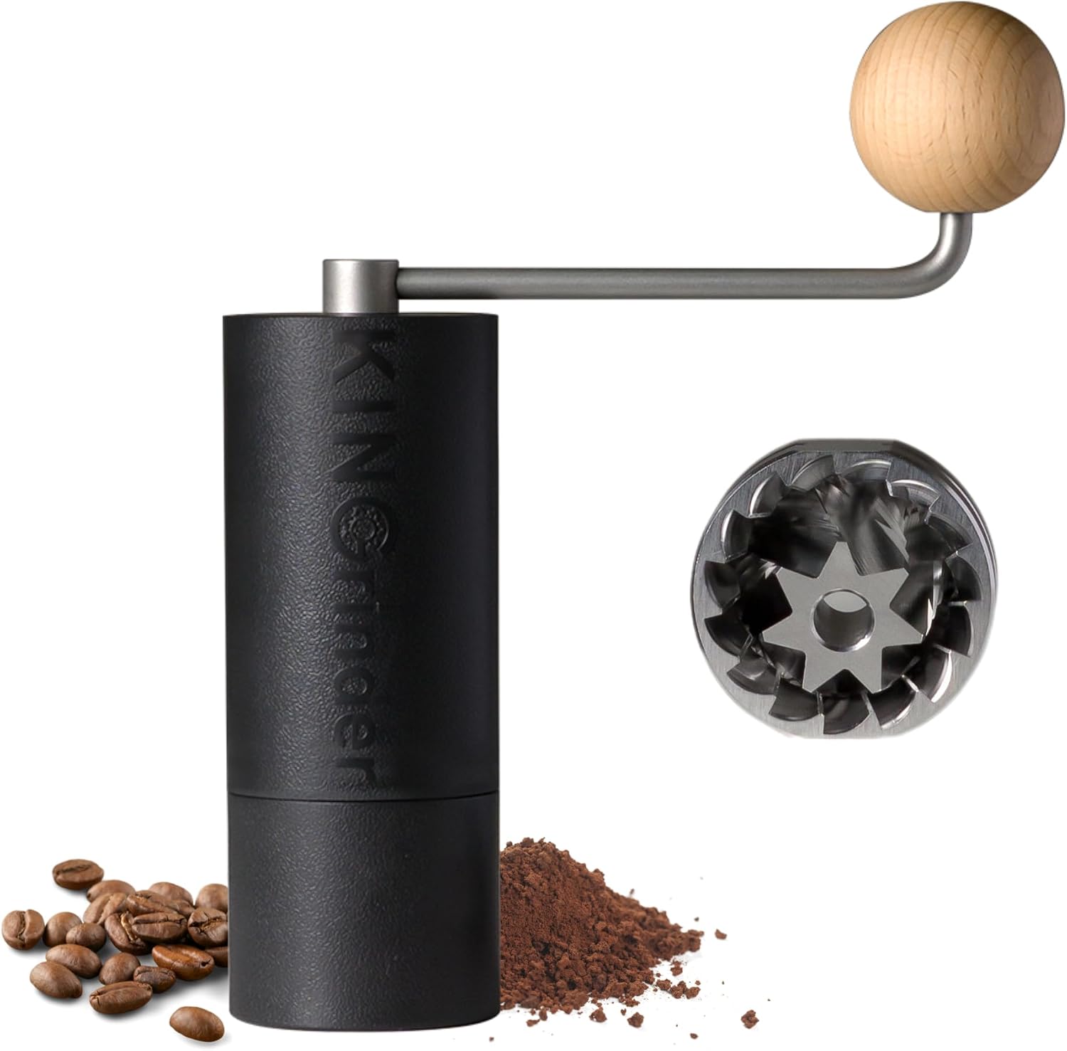 KINGrinder P2 Lightweight Manual Coffee Grinder, ABS Body, Stainless Burr | Supports grind settings for various brewing methods such as pour-over, French press, and AeroPress