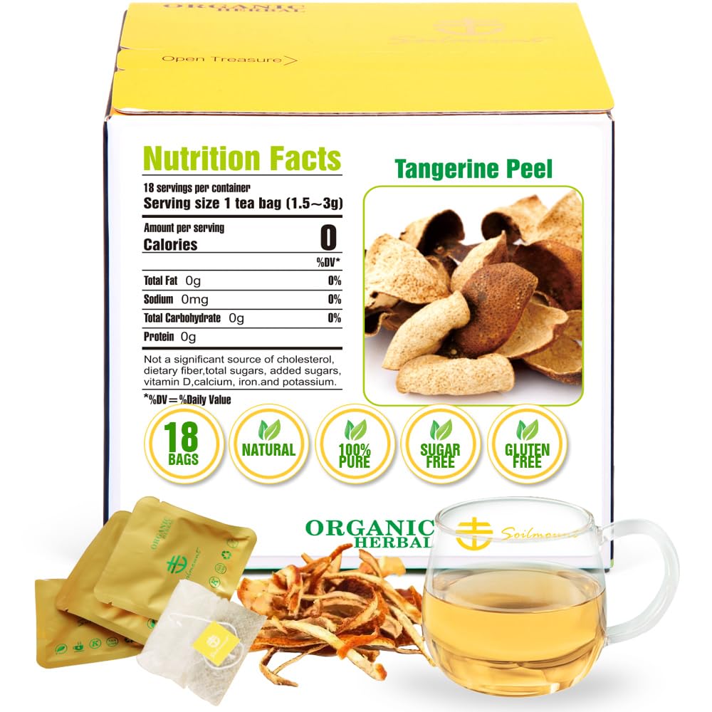 Soilmount Dried Tangerine Peel Tea | Chen Pi | Citrus Reticulata Herbal Infusion | 18 Tea Bags