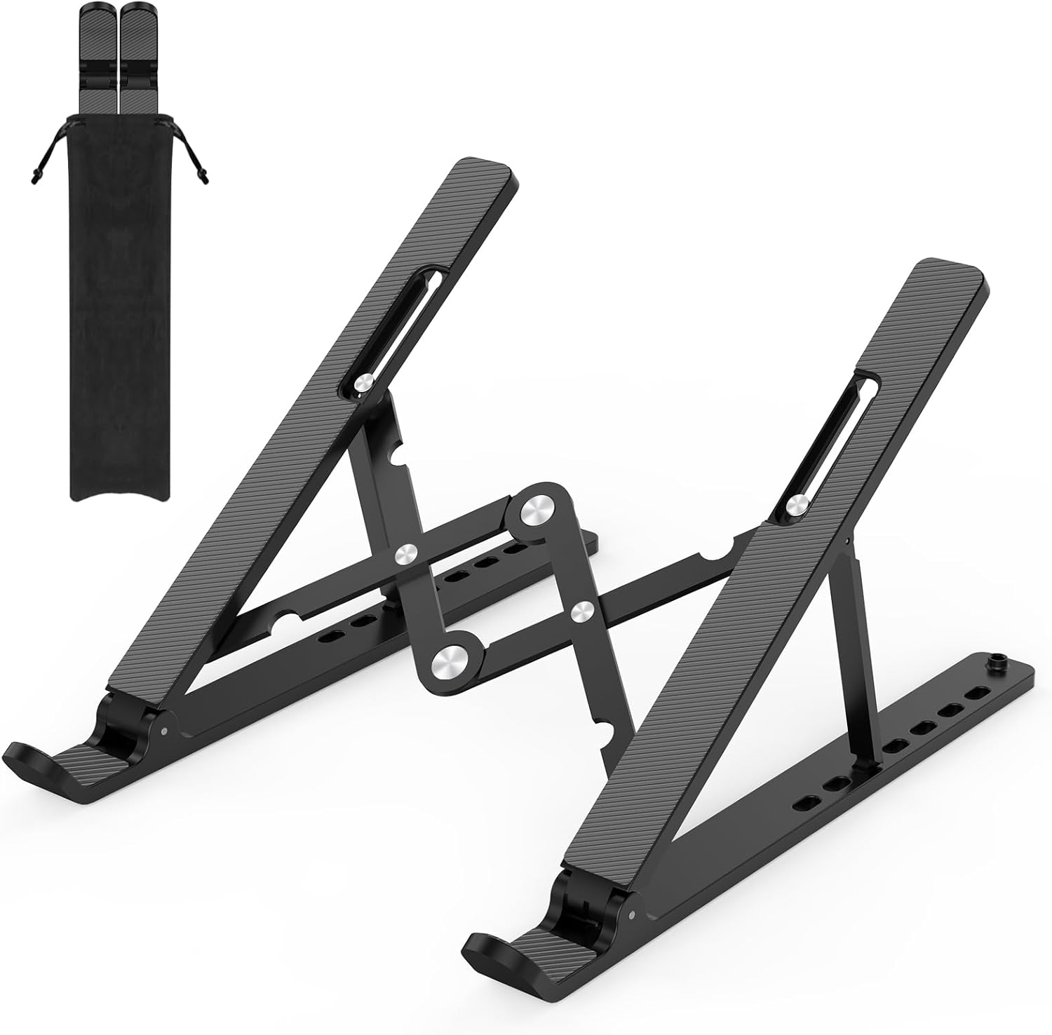 Nayka Adjustable Laptop Stand, Portable Laptop Riser for Desk, ABS+Silicone Laptop Holder, Foldable Ventilated Cooling Notebook Stand for 10-15.6” Laptops,Tablets