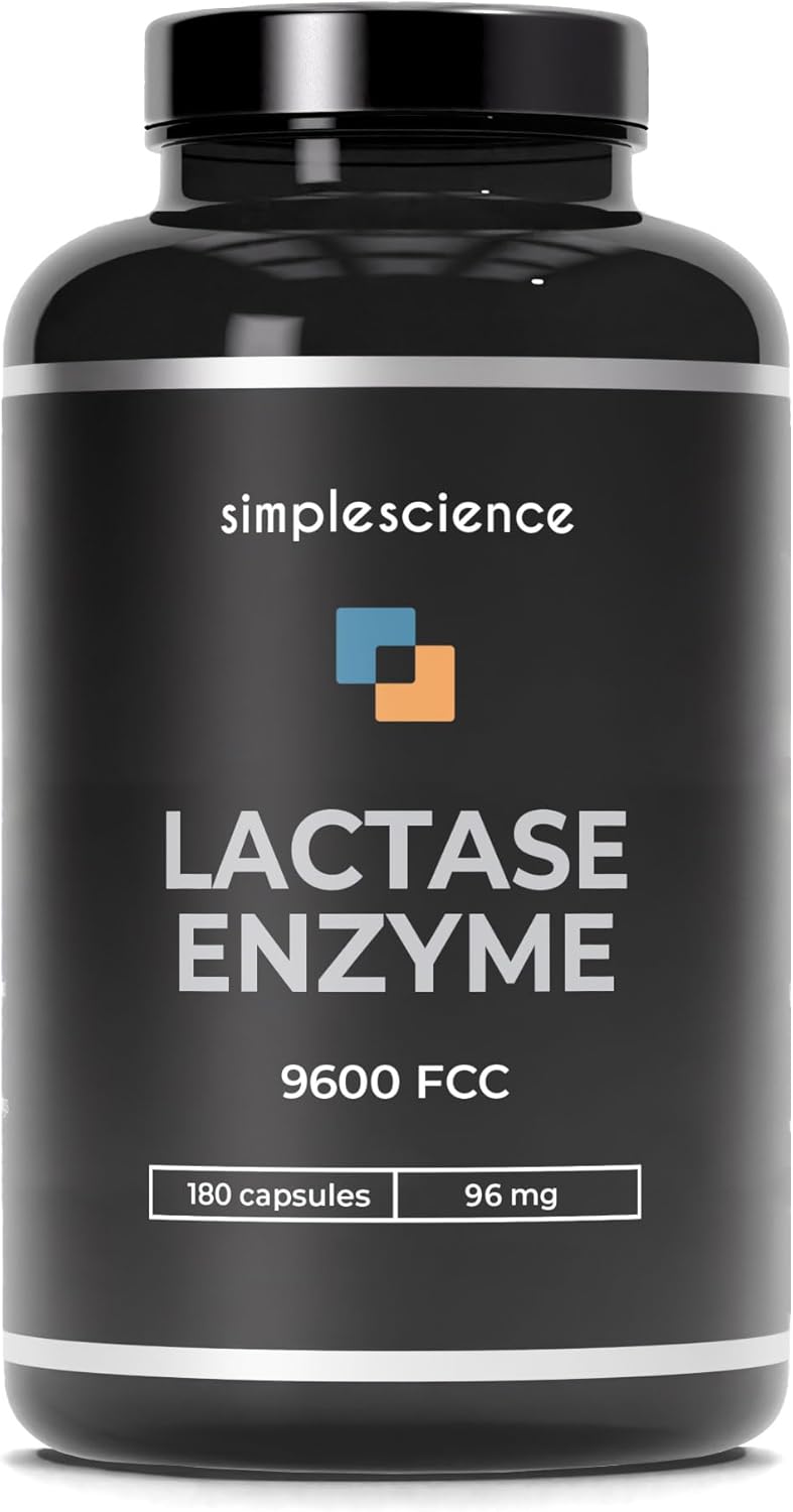 Lactase Enzyme (High Strength) | 9600FCC in One Capsule | 180 Capsules = 180 True Servings | Lactose Intolerance Relief & Digestion Support | Lab Tested | 100% Natural and Non-GMO
