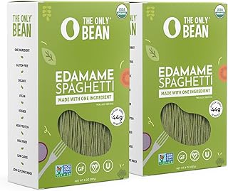 The Only Bean - High Protein Pasta Edamame Spaghetti Noodles - Gluten Free Pasta, Low Carb Pasta Organic, Keto, Low Carb Noodles, Protein Noodles, Healthy, Certified USDA Organic, 8oz (Pack of 2)