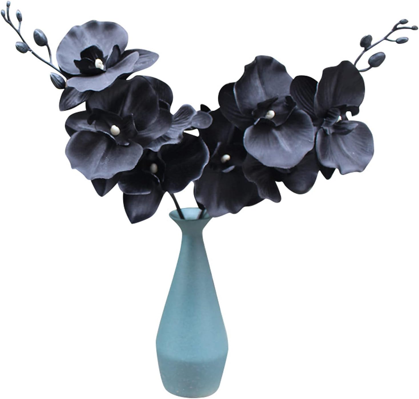 Funight Artificial Flower, Artificial Flower Simulation Floral Fabric Black Phalaenopsis Fake Flower for Home - Black