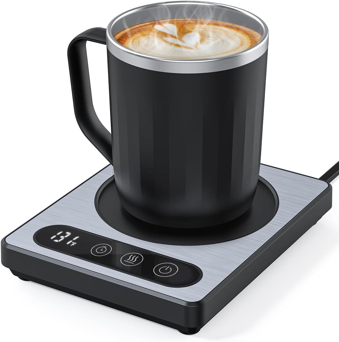 Maestri House Coffee Mug Warmer with Cup for Desk, Electric Mug Warmer with 9 Temperature Settings & 1-12 Hour Timer, Portable Beverage Warmer for Home and Office - Ideal Gift for Coffee Lovers