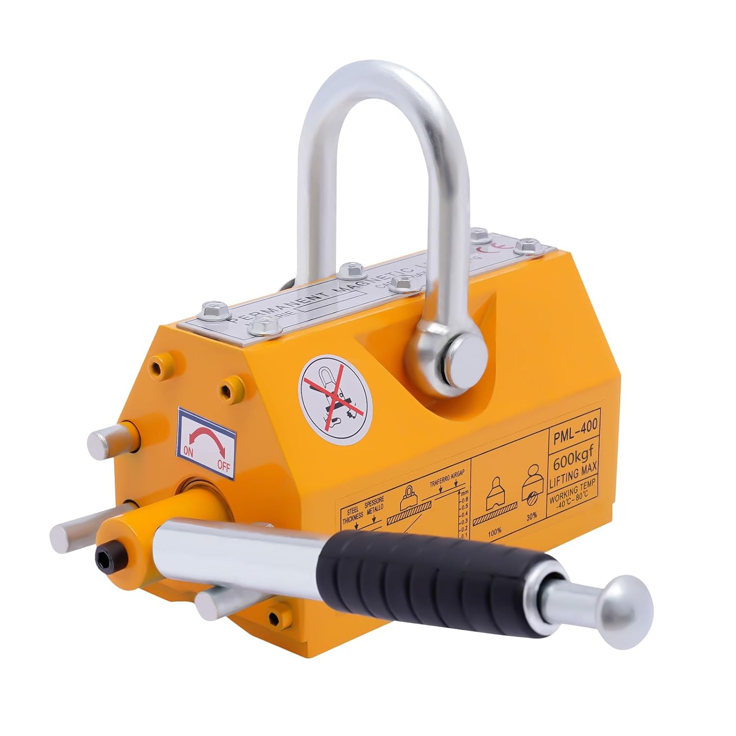 Magnetic Lifter, 1320lbs/600kg Pulling Capacity, Steel, Neodymium, Lifting Magnet with Release, Permanent Lift Magnets, Heavy Duty Magnet for Hoist, Shop Crane, Block, Board