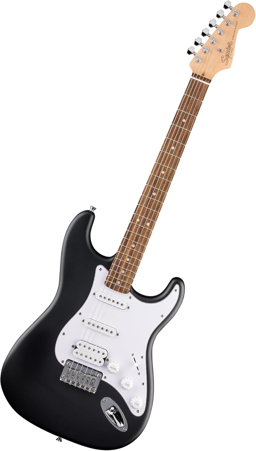 Fender Squier Debut Series Stratocaster HT HSS Electric Guitar, Beginner Guitar, 2-Year Warranty, Includes Free Lessons, Black with Satin Urethane Finish