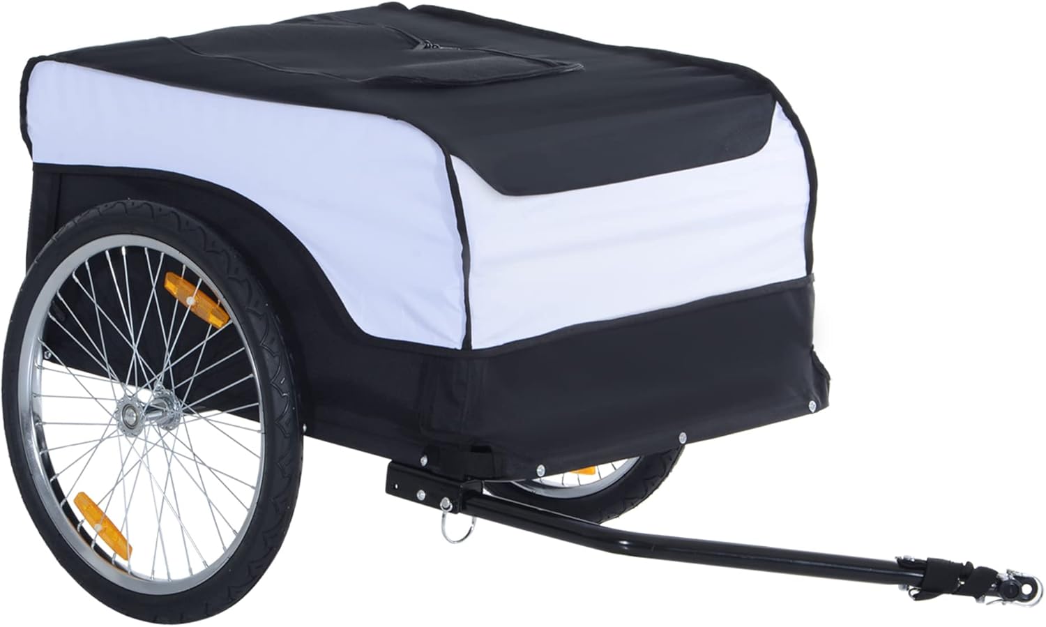 HOMCOM Bike Trailer Cargo in Steel Frame Extra Bicycle Storage Carrier with Removable Cover and Hitch (White and Black)
