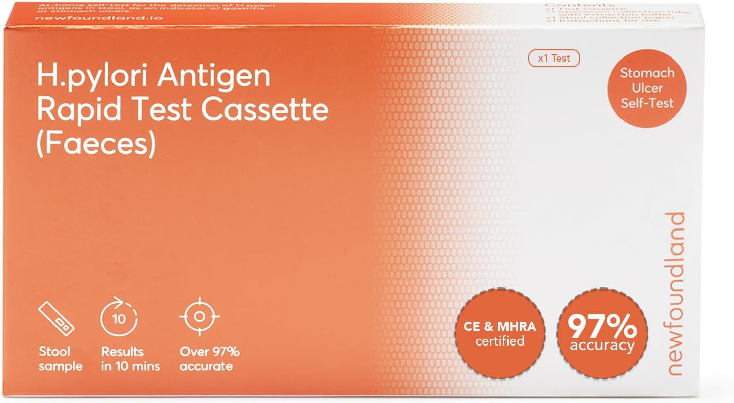 Advanced Stomach Ulcer Test Kit - 1-Pack - Helicobacter H Pylori - Faecal Test Kit - H Pylori Test for Stomach Ulcer Detection - 5 Minute Turnaround - PH Indicator - CE Certified
