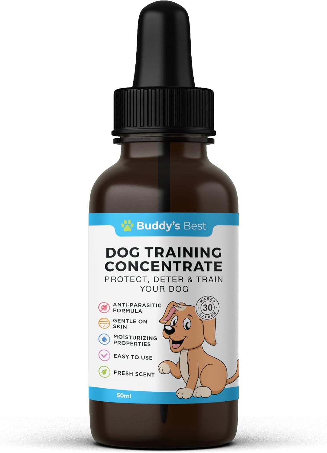 BUDDY'S BEST Dog Training Repellent Spray Concentrate | Makes 30 Litres | Helps Discourage Chewing, Digging & Unwanted Behaviours | Natural Essential Oils Formula | Safe for Indoor & Outdoor Use