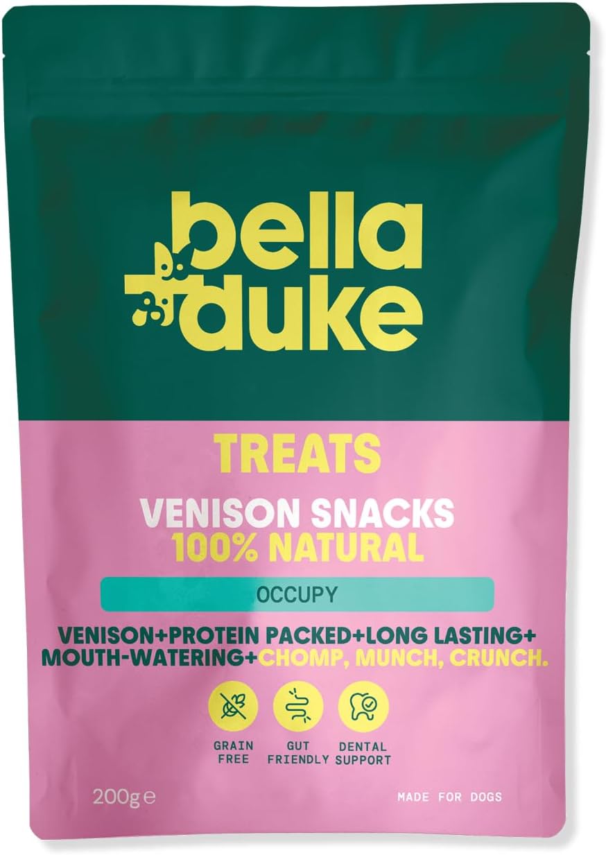 Bella & Duke Venison Snack for Dogs - Natural Alternative to Dental Sticks & Raw Hide - Long Lasting Chew for Cleaner Teeth & Prevents Plaque - Grain-free, High Protein and Hypoallergenic